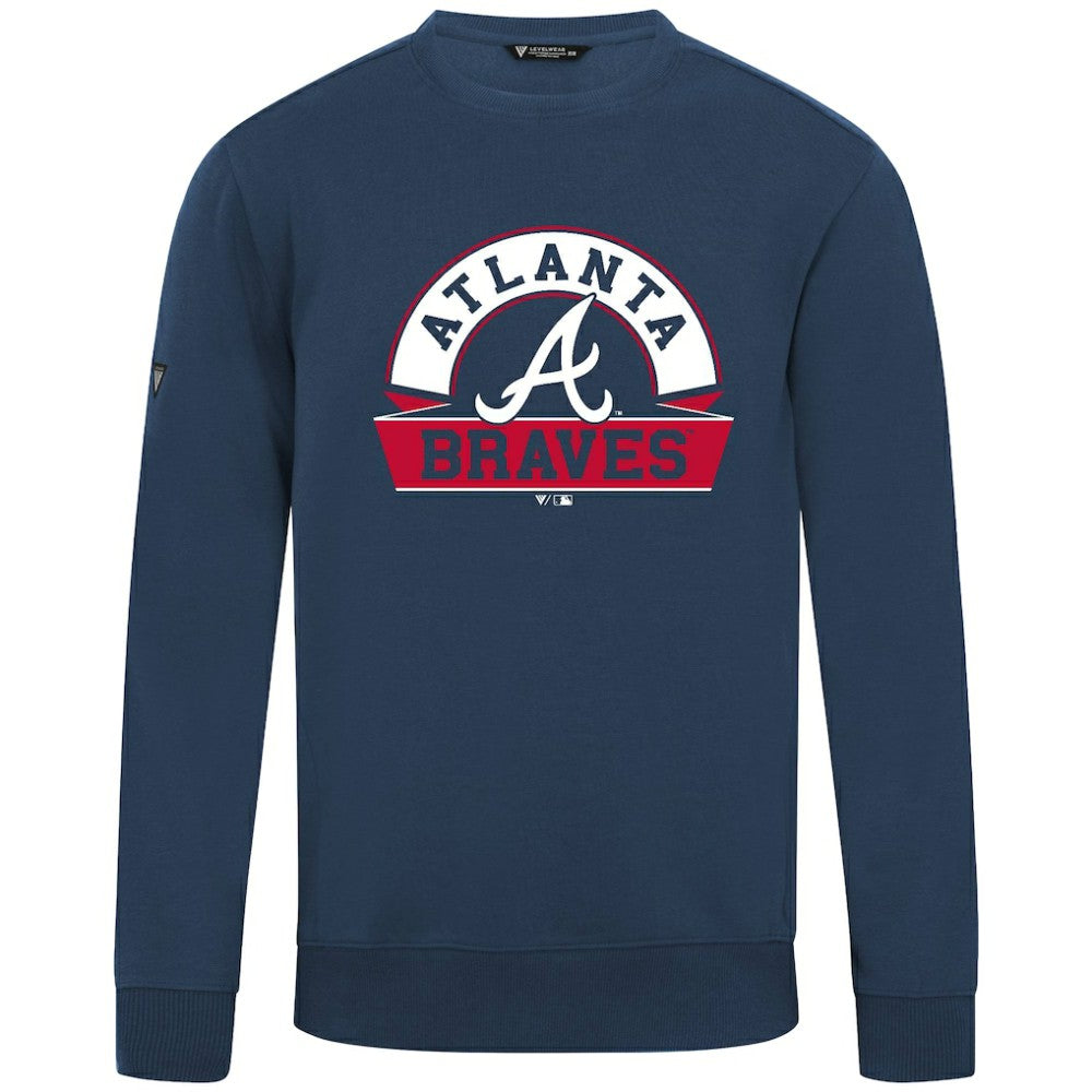 Atlanta Braves Levelwear Zane Banner Arch Sweatshirt - Navy