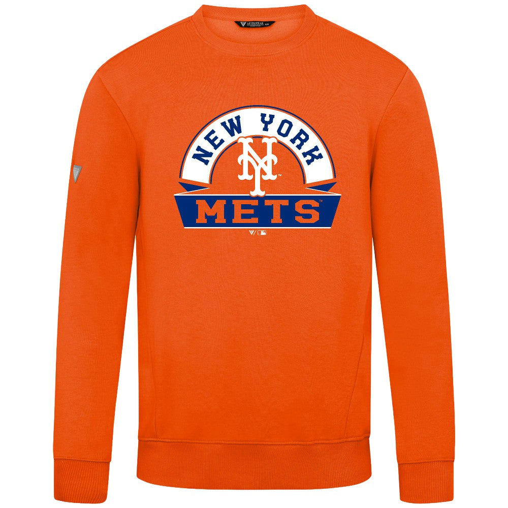 New York Mets Levelwear Zane Banner Arch Sweatshirt - Orange