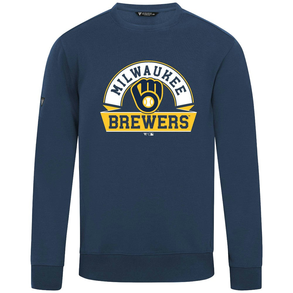 Milwaukee Brewers Levelwear Zane Banner Arch Sweatshirt - Navy