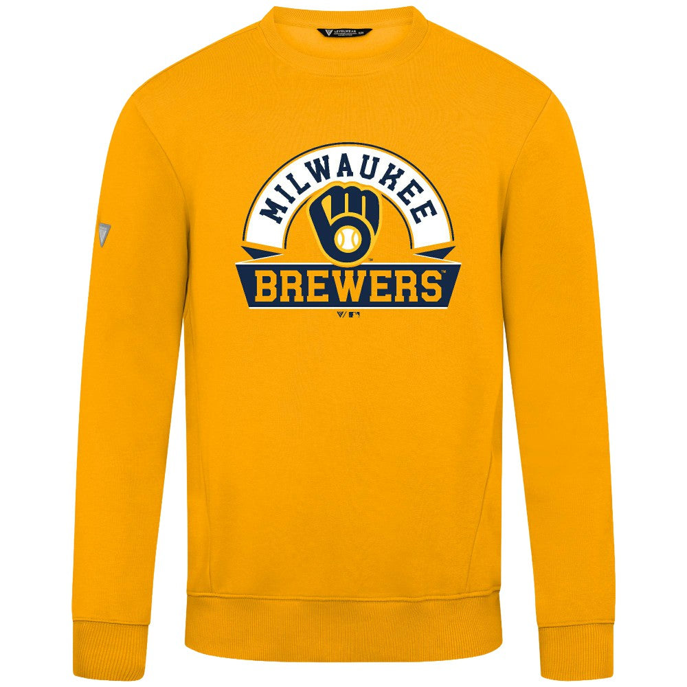 Milwaukee Brewers Levelwear Zane Banner Arch Sweatshirt - Gold