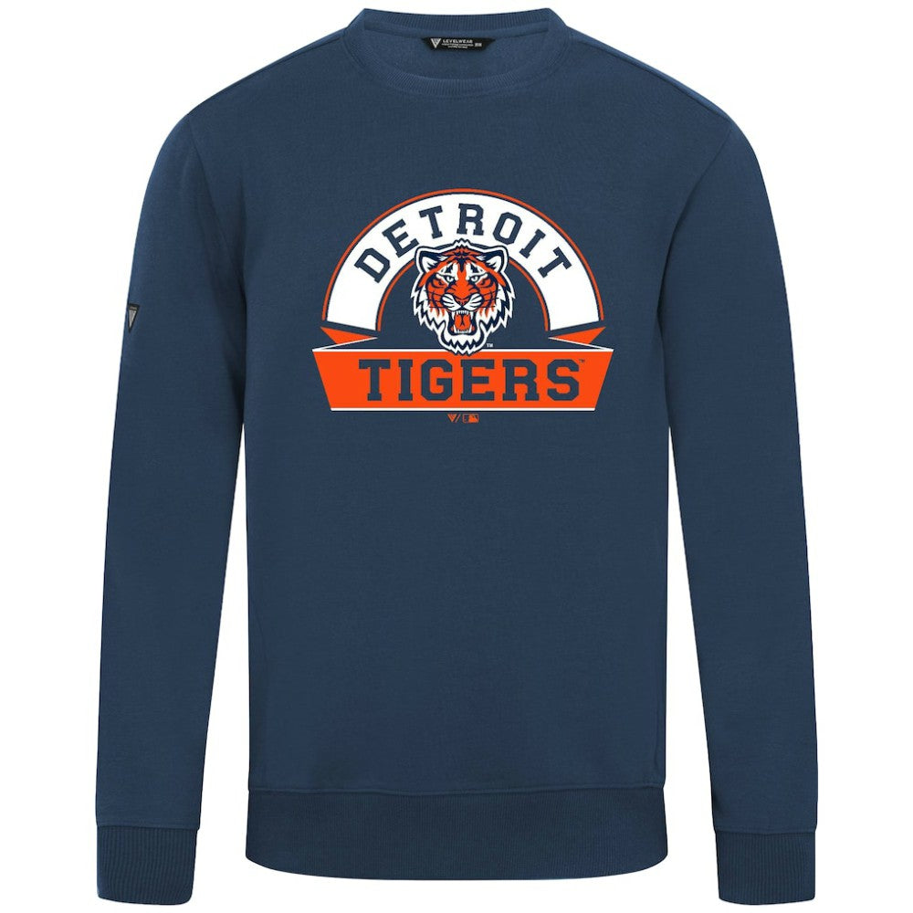 Detroit Tigers Levelwear Zane Banner Arch Sweatshirt - Navy