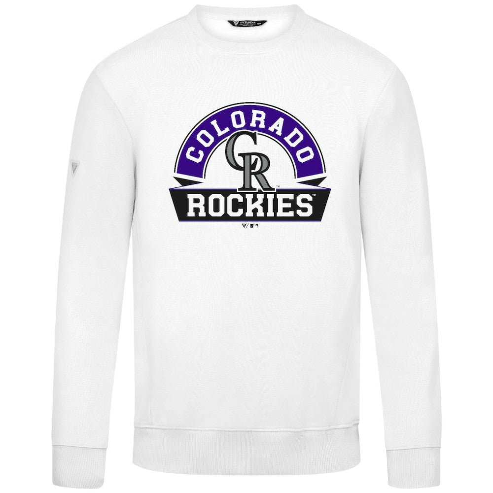 Colorado Rockies Levelwear Zane Banner Arch Sweatshirt - White