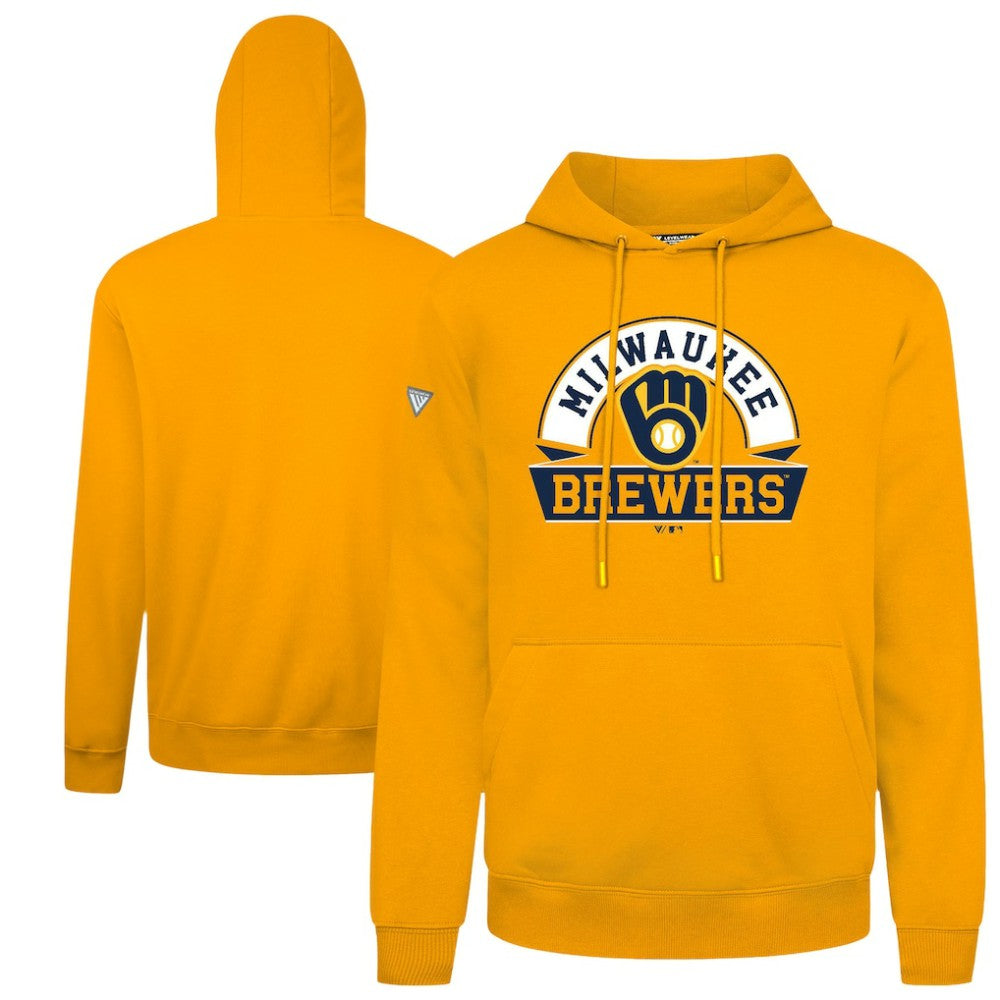 Milwaukee Brewers Levelwear Podium Banner Arch Hoodie - Gold