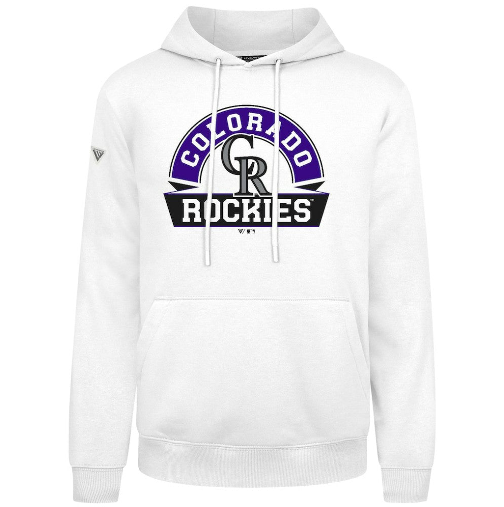 Colorado Rockies Levelwear Podium Banner Arch Hoodie - White