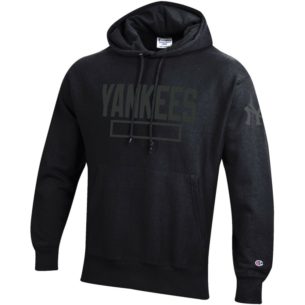 New York Yankees Champion Tonal Reverse Weave Fleece Hoodie - Black
