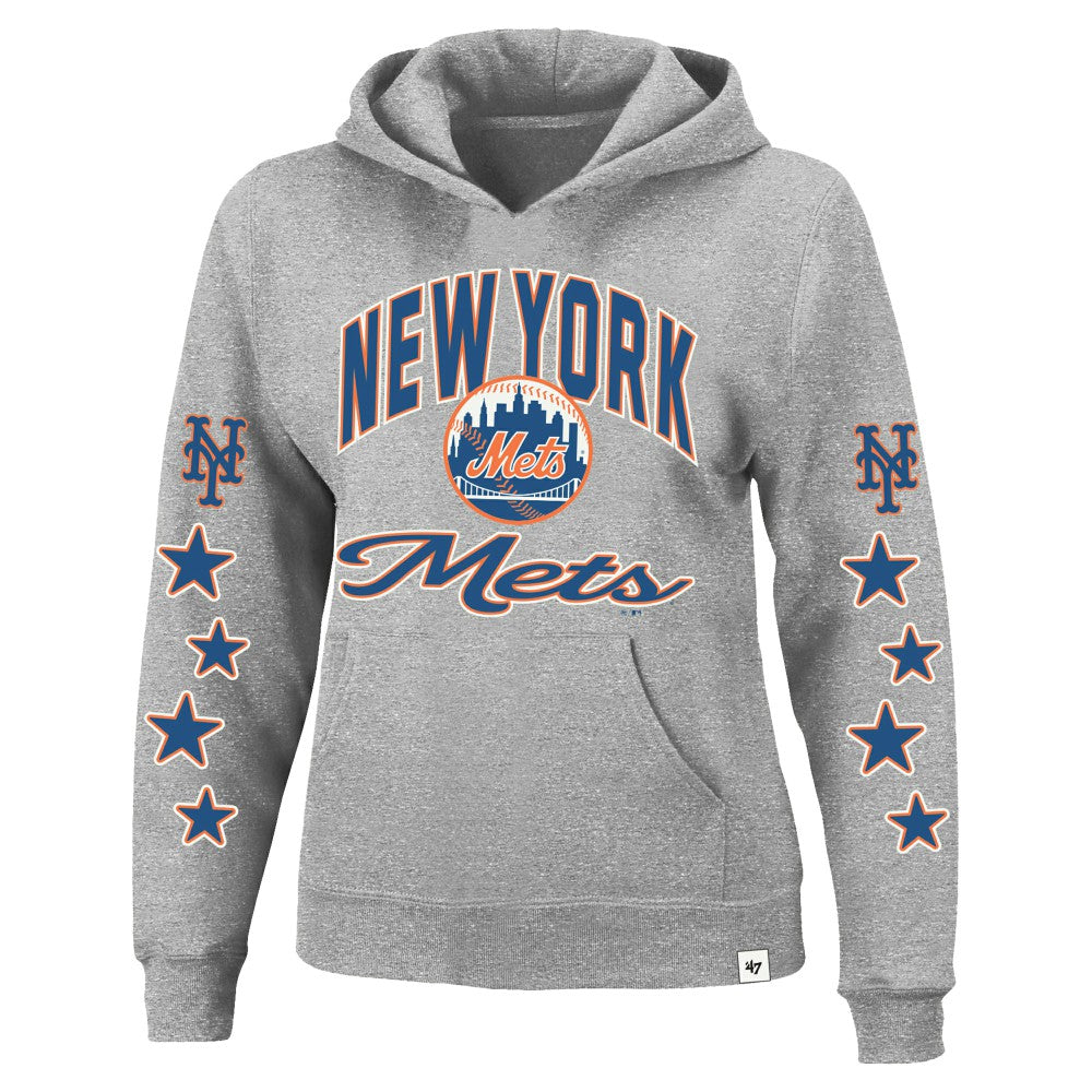 New York Mets Women's Plus Size Starry Eye Hoodie - Heather Gray | 47 brand