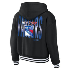New York Rangers WEAR by Erin Andrews Women's Cropped Lace-Up Hoodie Black