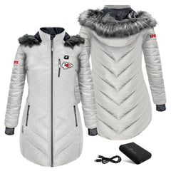 Kansas City Chiefs ActionHeat Women's 5V Battery Heated Long Puffer Full-Zip Hoodie Jacket - White online