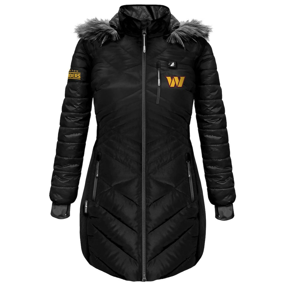 Washington Commanders ActionHeat Women's 5V Battery Heated Long Puffer Full-Zip Hoodie Jacket - Black for sale