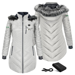 Philadelphia Eagles ActionHeat Women's 5V Battery Heated Long Puffer Full-Zip Hoodie Jacket - White discount