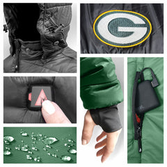 Green Bay Packers ActionHeat Women's 5V Battery Heated Insulated Puffer Full-Zip Jacket - Green/Black cheap