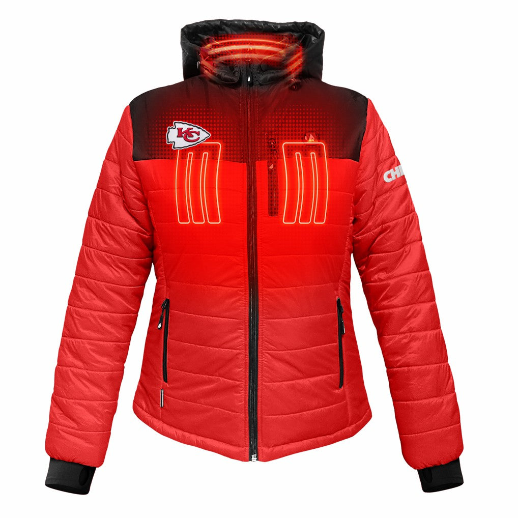 Kansas City Chiefs ActionHeat Women's 5V Battery Heated Insulated Puffer Full-Zip Jacket - Red/Black on sale