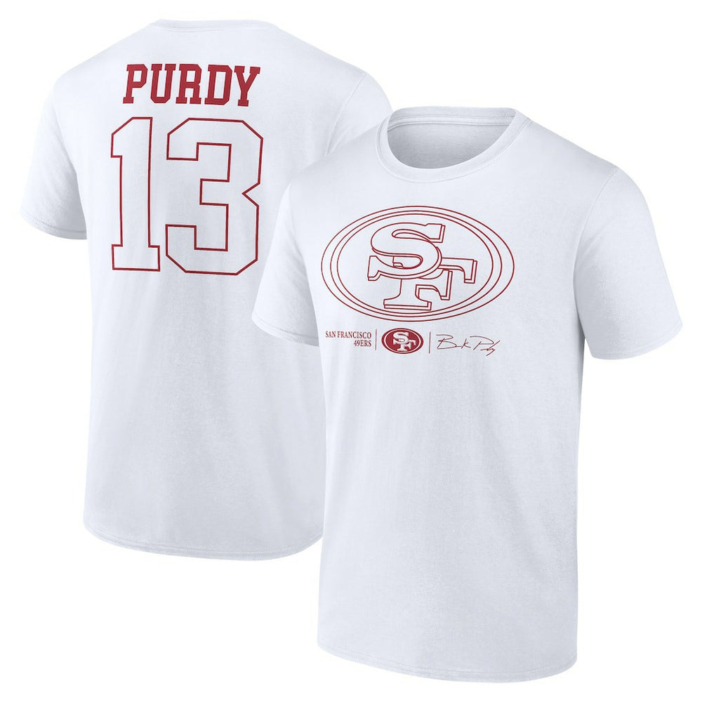 Brock Purdy San Francisco 49ers Outline Player T-Shirt - White cheap
