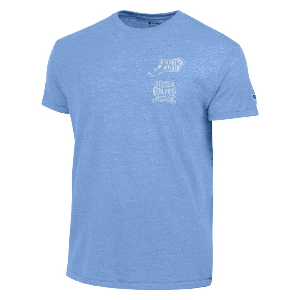 Tampa Bay Rays Champion Vintage 3-Hit Tri-Blend T-Shirt - Light Blue