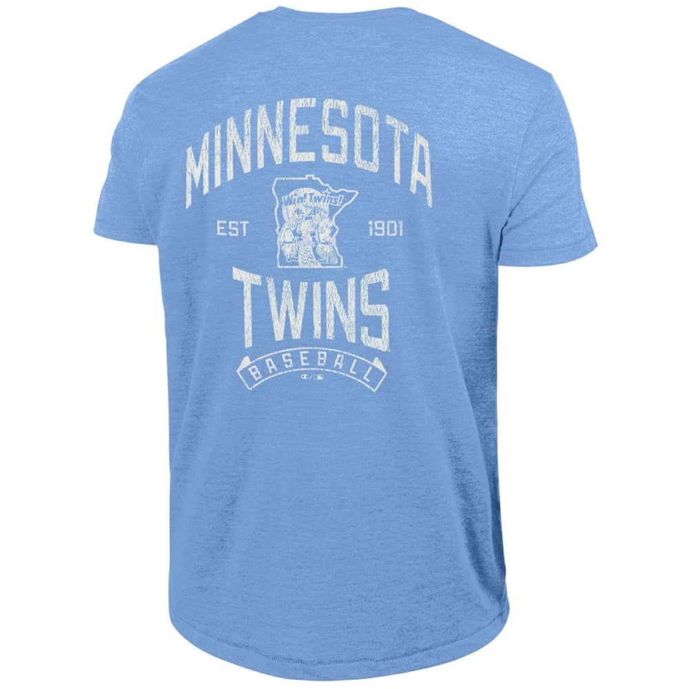 Minnesota Twins Champion Vintage 3-Hit Tri-Blend T-Shirt - Light Blue