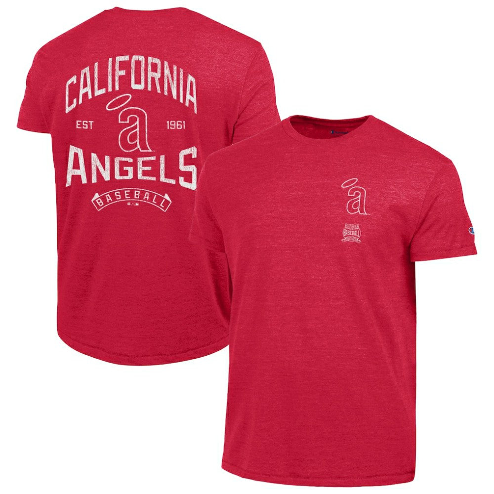 Los Angeles Angels Champion Vintage 3-Hit Tri-Blend T-Shirt - Red