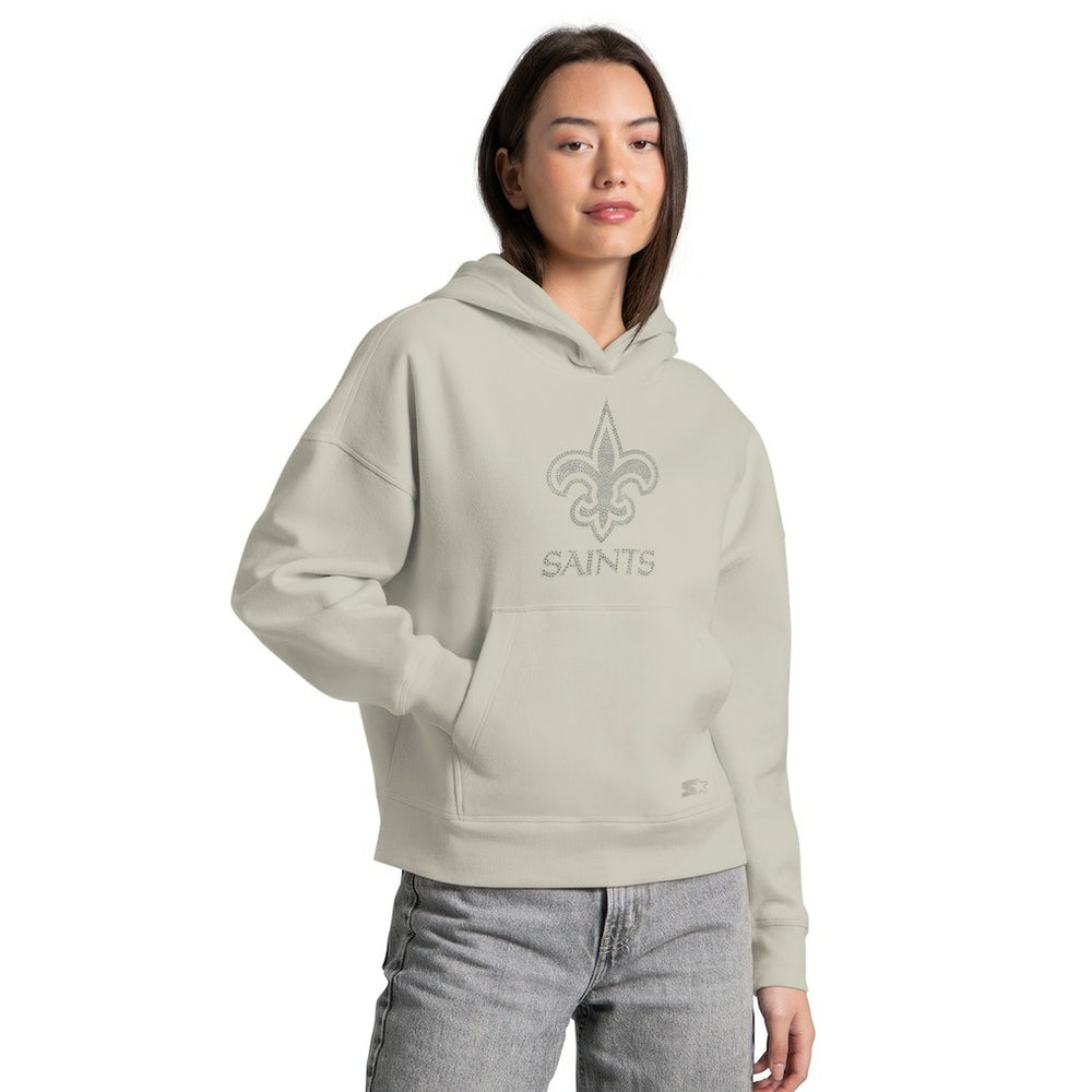 New Orleans Saints Starter Women's Rhinestone Relaxed Hoodie - Khaki cheap