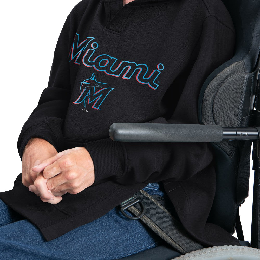 Miami Marlins G-III Sports by Carl Banks Adaptive Lockup Fleece Hoodie - Black