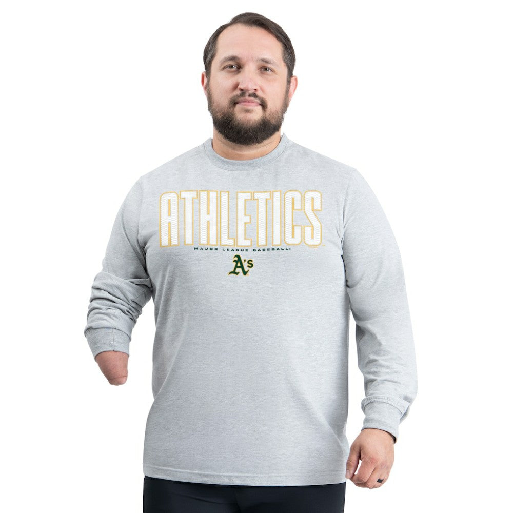 Athletics G-III Sports by Carl Banks Adaptive Long Sleeve T-Shirt - Gray