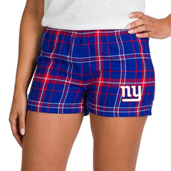 New York Giants Concepts Sport Women's Ultimate Flannel Shorts - Royal/Red sale