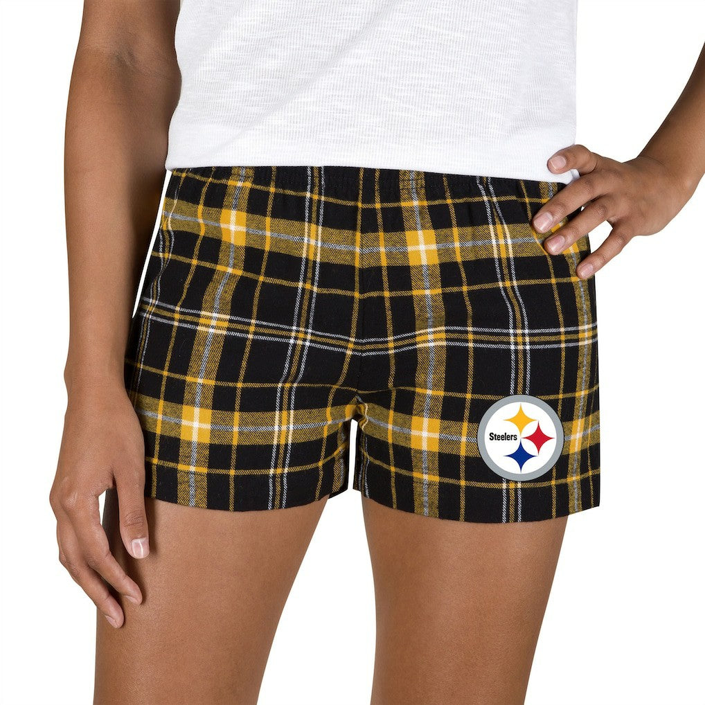 Pittsburgh Steelers Concepts Sport Women's Ultimate Flannel Shorts - Black/Gold cheap