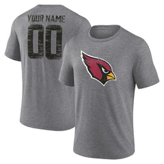 Arizona Cardinals Heritage Custom Name & Number Tri-Blend T-Shirt - Gray for sale
