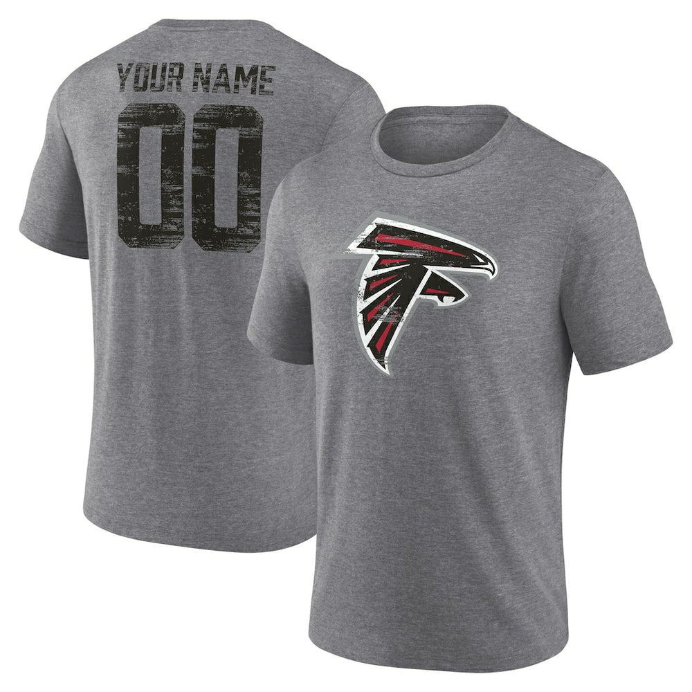 Atlanta Falcons Heritage Custom Name & Number Tri-Blend T-Shirt - Gray for sale