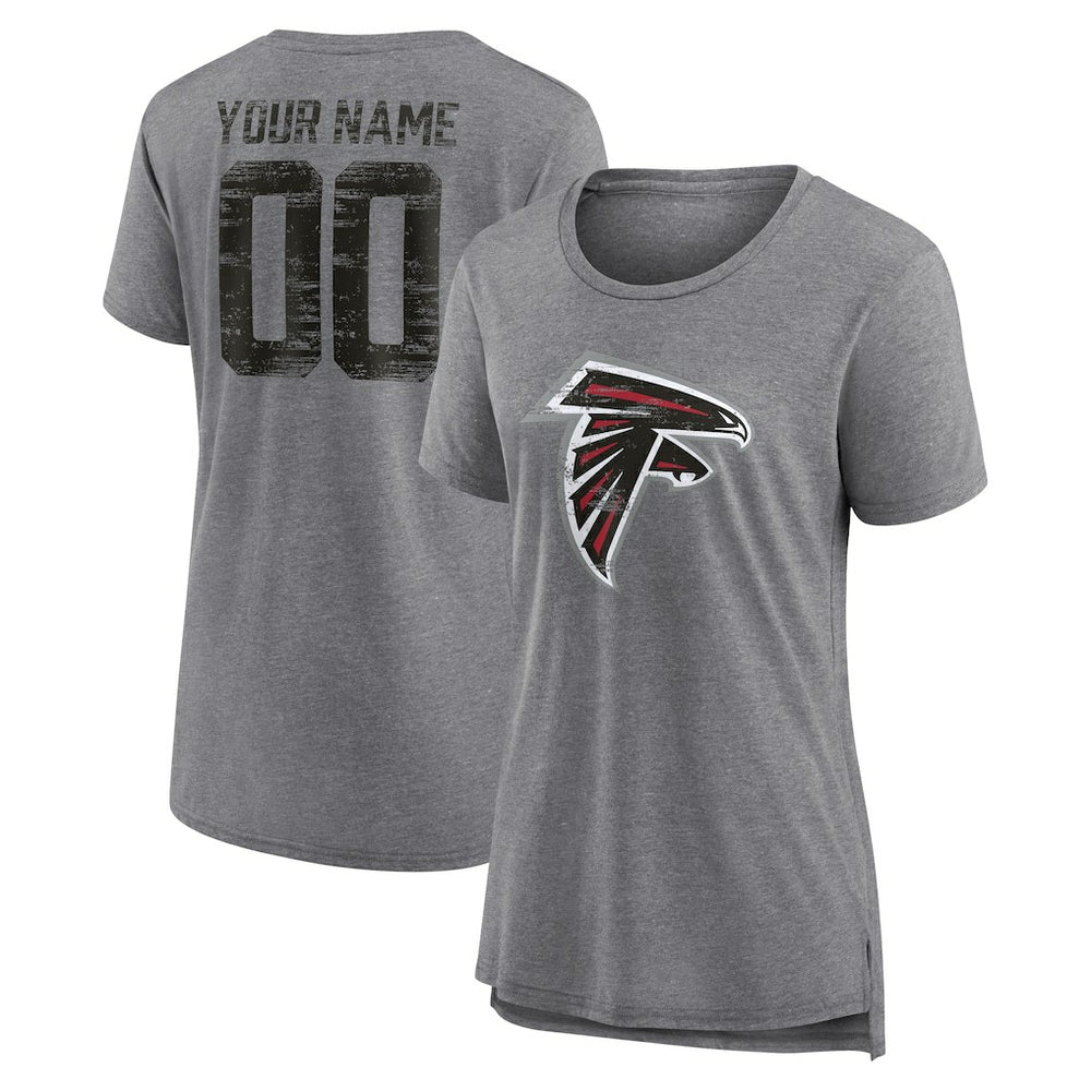 Atlanta Falcons Women's Heritage Custom Name & Number Tri-Blend T-Shirt - Gray on sale