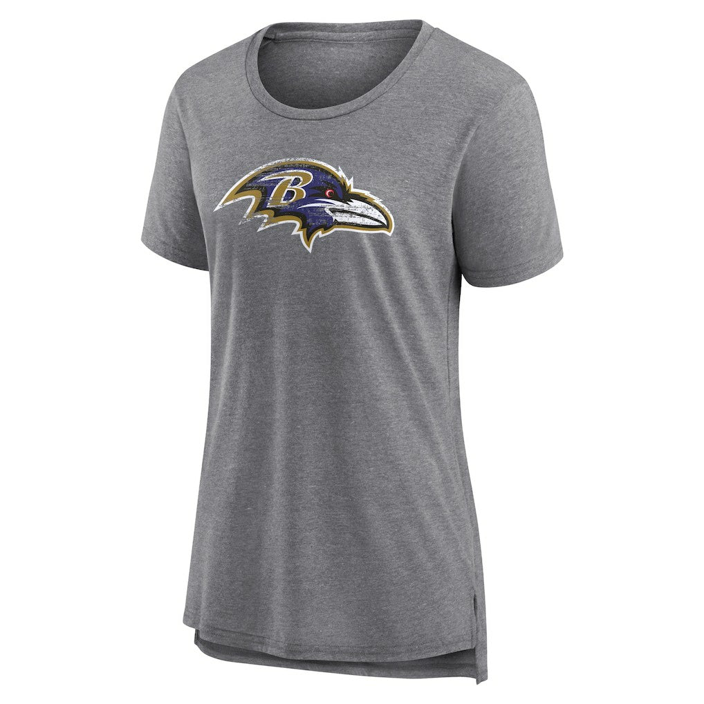 Baltimore Ravens Women's Heritage Custom Name & Number Tri-Blend T-Shirt - Gray for sale