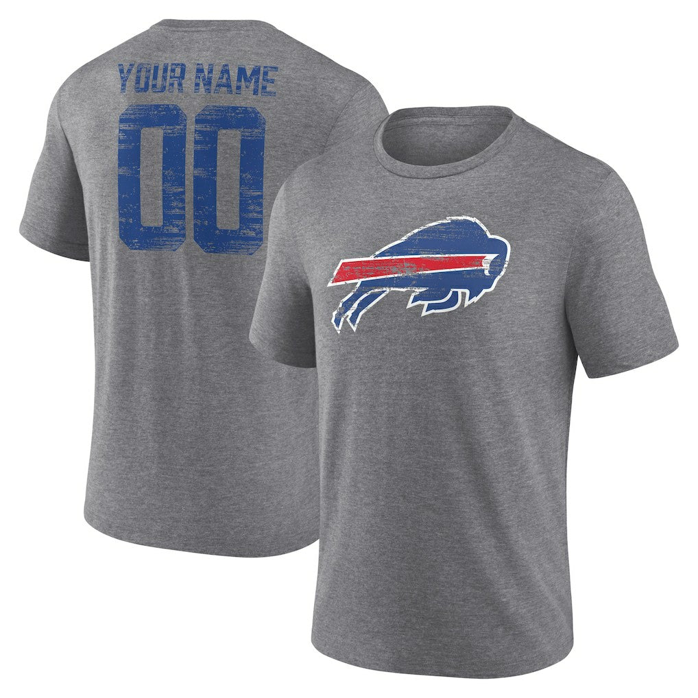 Buffalo Bills Heritage Custom Name & Number Tri-Blend T-Shirt - Gray cheap