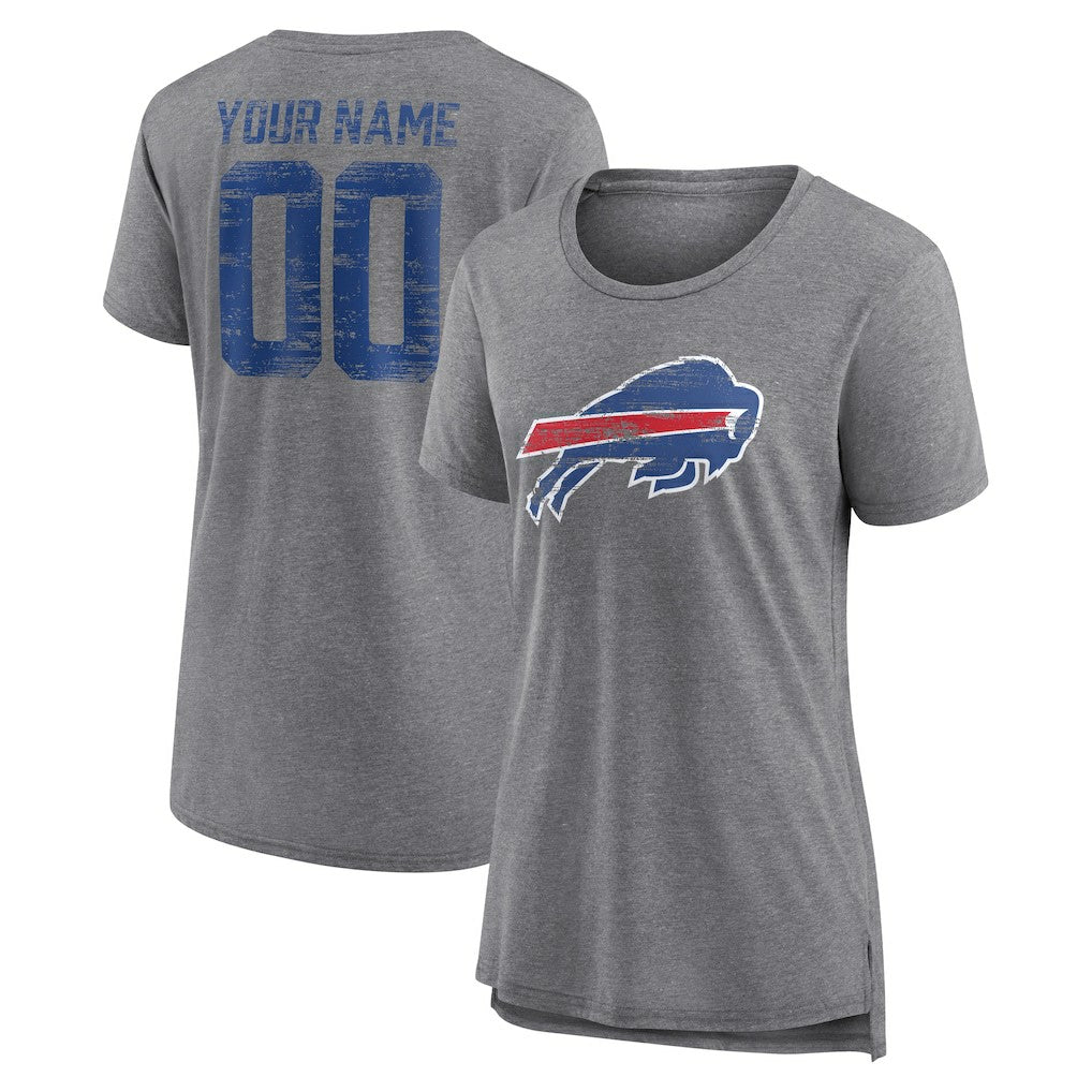 Buffalo Bills Women's Heritage Custom Name & Number Tri-Blend T-Shirt - Gray cheap