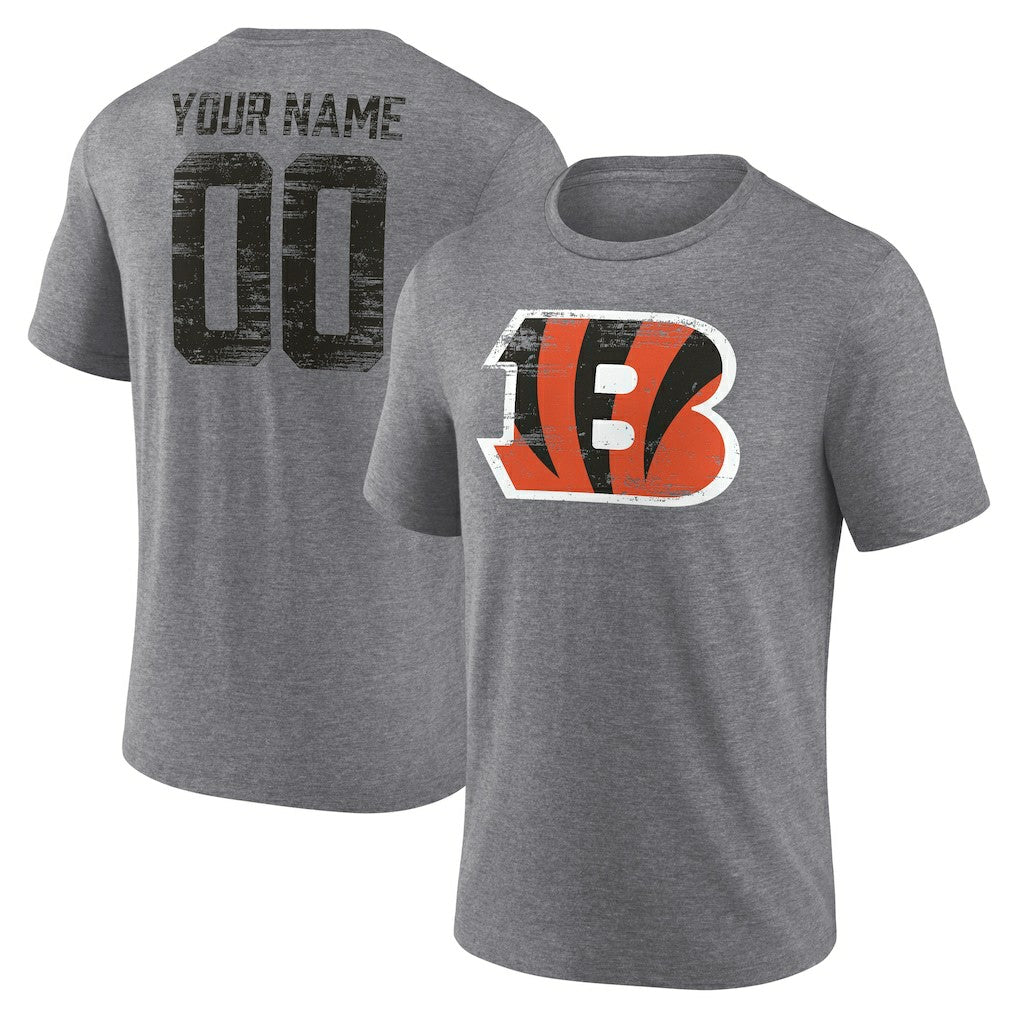 Cincinnati Bengals Heritage Custom Name & Number Tri-Blend T-Shirt - Gray online