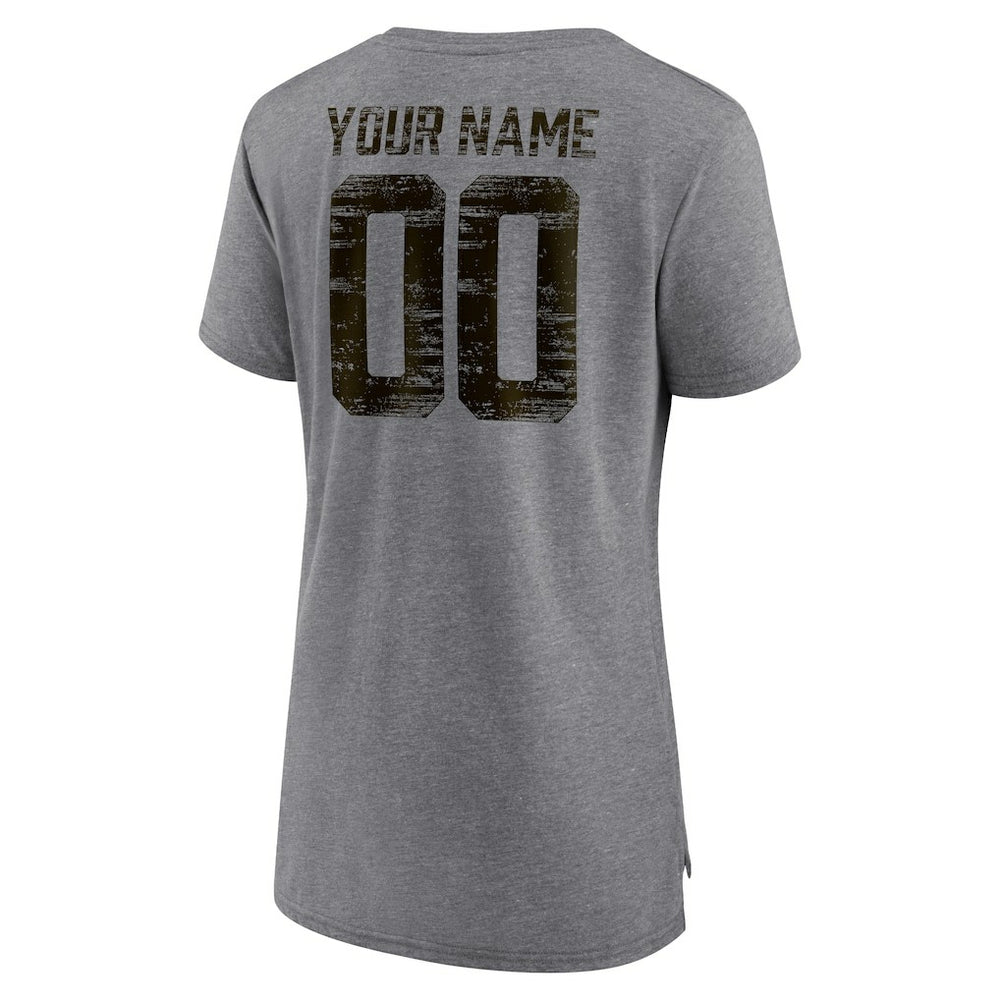 Cleveland Browns Women's Heritage Custom Name & Number Tri-Blend T-Shirt - Gray cheap