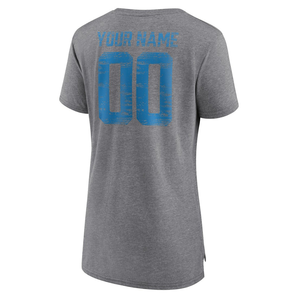 Detroit Lions Women's Heritage Custom Name & Number Tri-Blend T-Shirt - Gray on sale