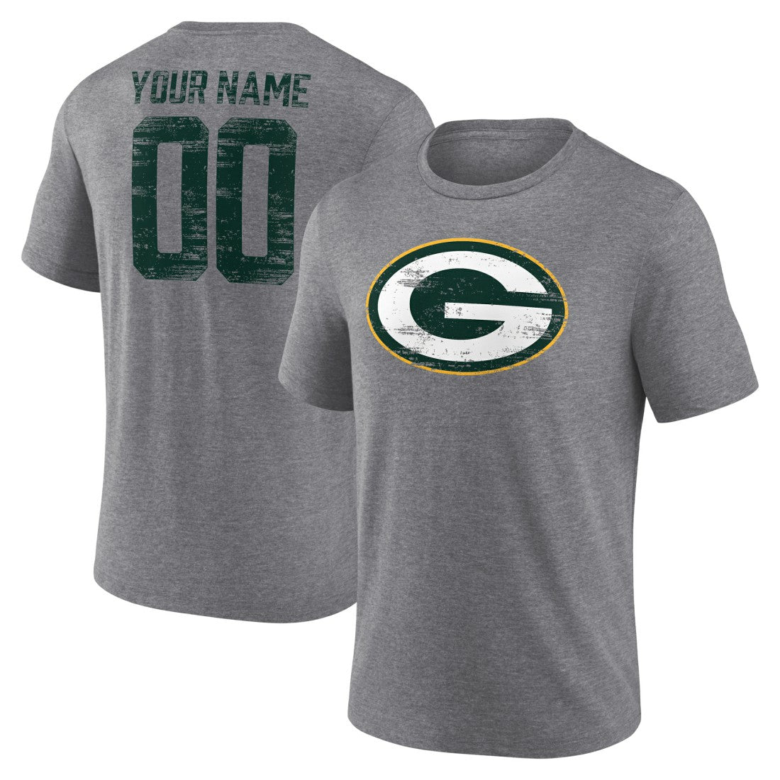Green Bay Packers Heritage Custom Name & Number Tri-Blend T-Shirt - Gray sale