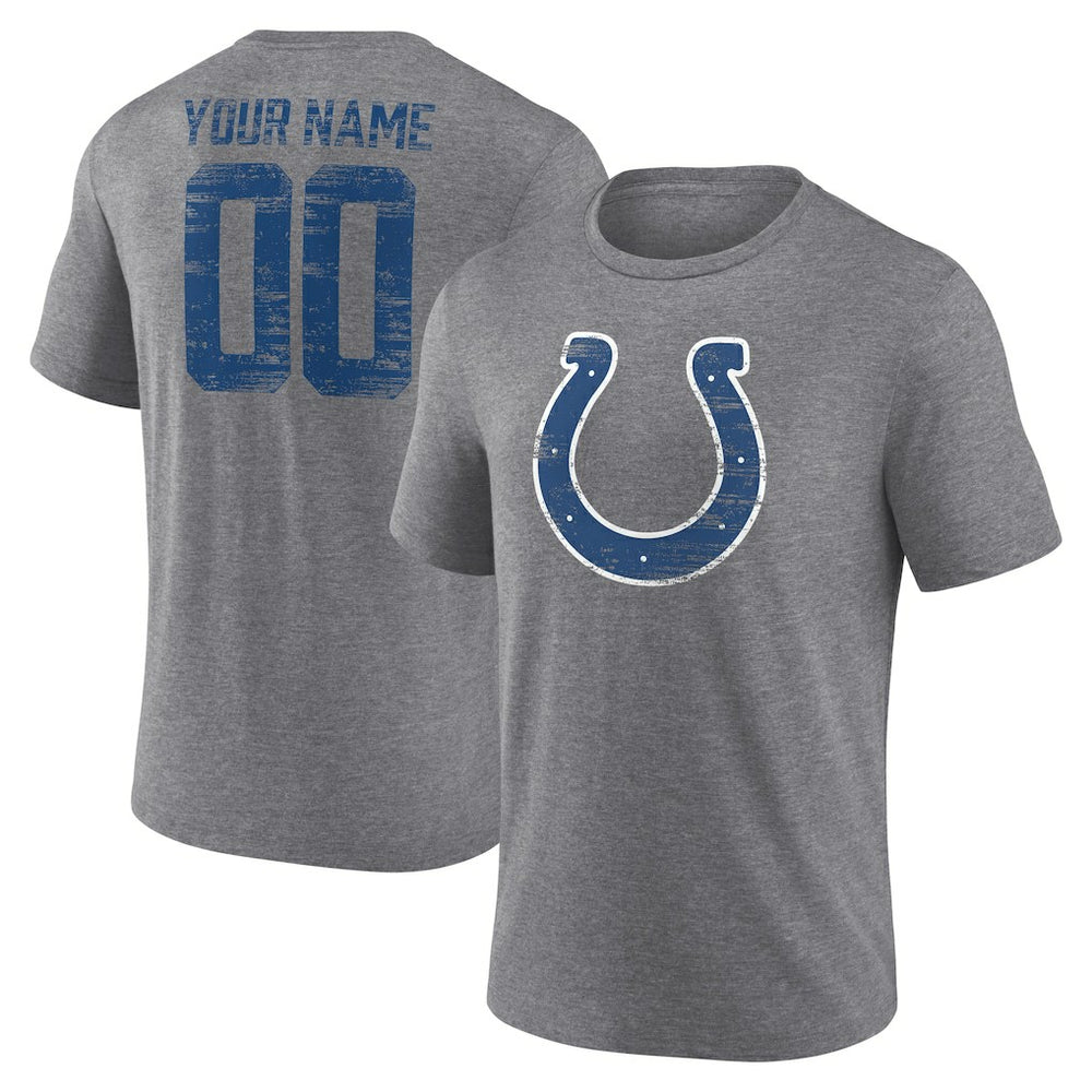 Indianapolis Colts Heritage Custom Name & Number Tri-Blend T-Shirt - Gray for sale
