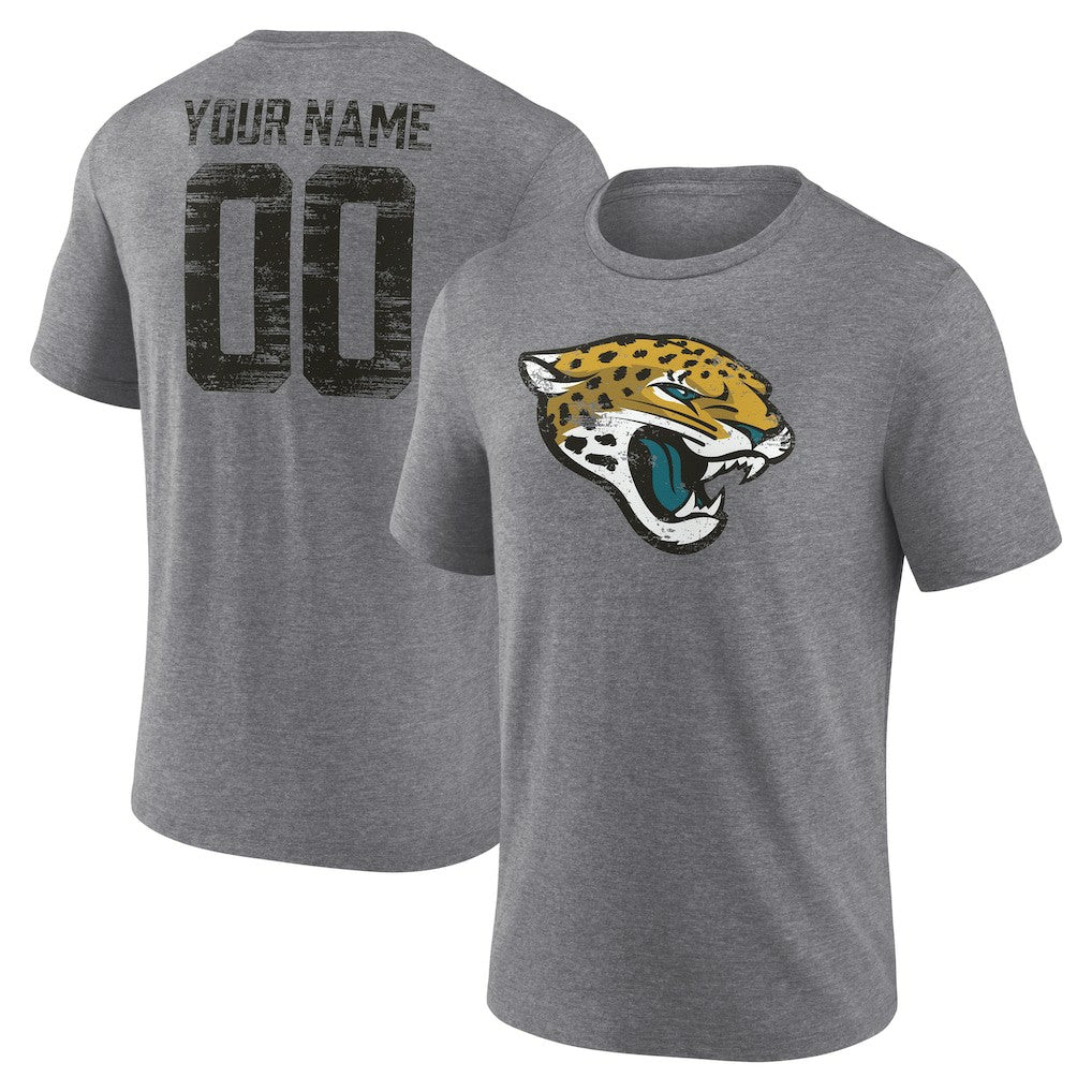 Jacksonville Jaguars Heritage Custom Name & Number Tri-Blend T-Shirt - Gray online