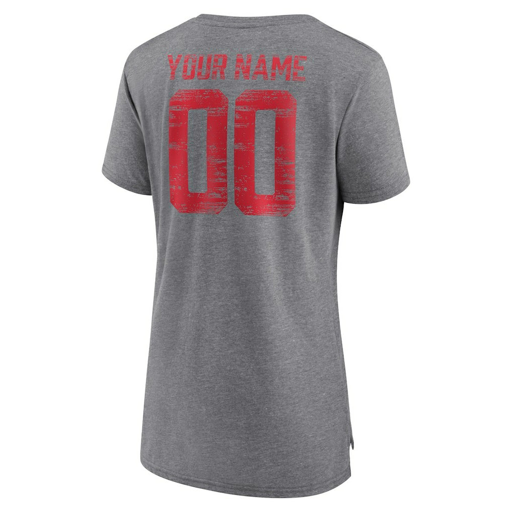 Kansas City Chiefs Women's Heritage Custom Name & Number Tri-Blend T-Shirt - Gray outlet