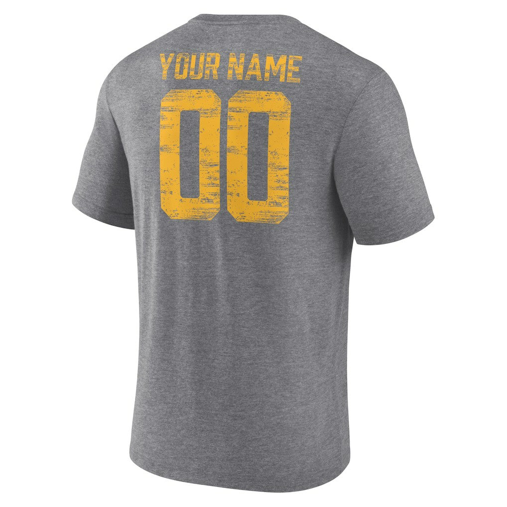 Los Angeles Chargers Heritage Custom Name & Number Tri-Blend T-Shirt - Gray online