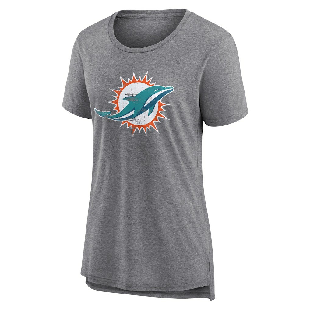 Miami Dolphins Women's Heritage Custom Name & Number Tri-Blend T-Shirt - Gray outlet