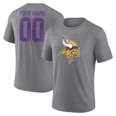 Minnesota Vikings Heritage Custom Name & Number Tri-Blend T-Shirt - Gray online