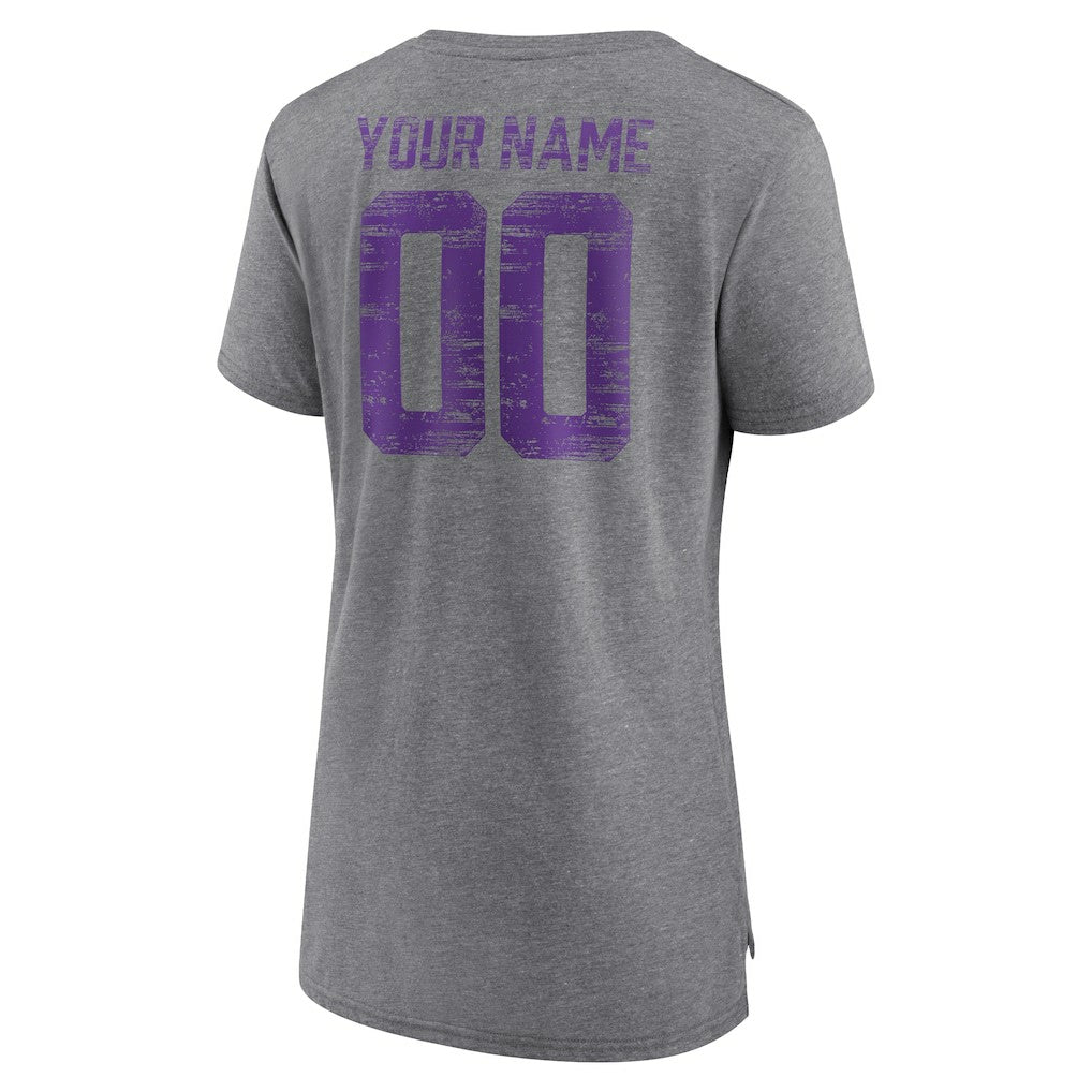 Minnesota Vikings Women's Heritage Custom Name & Number Tri-Blend T-Shirt - Gray outlet