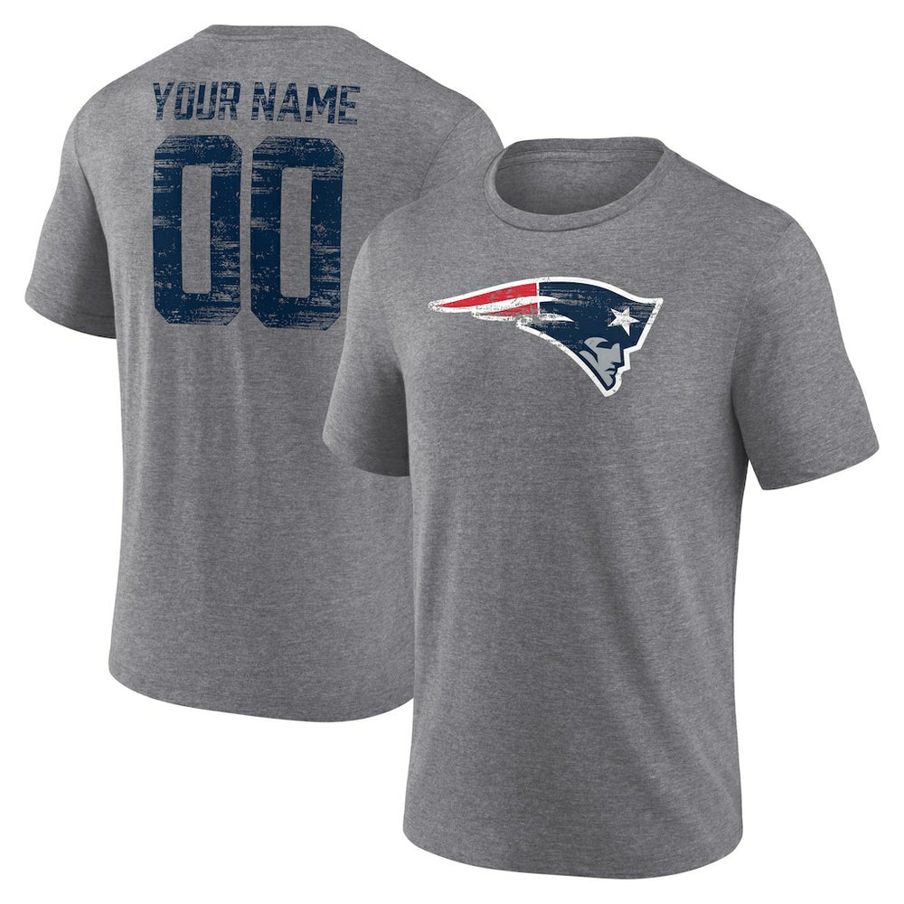 New England Patriots Heritage Custom Name & Number Tri-Blend T-Shirt - Gray online