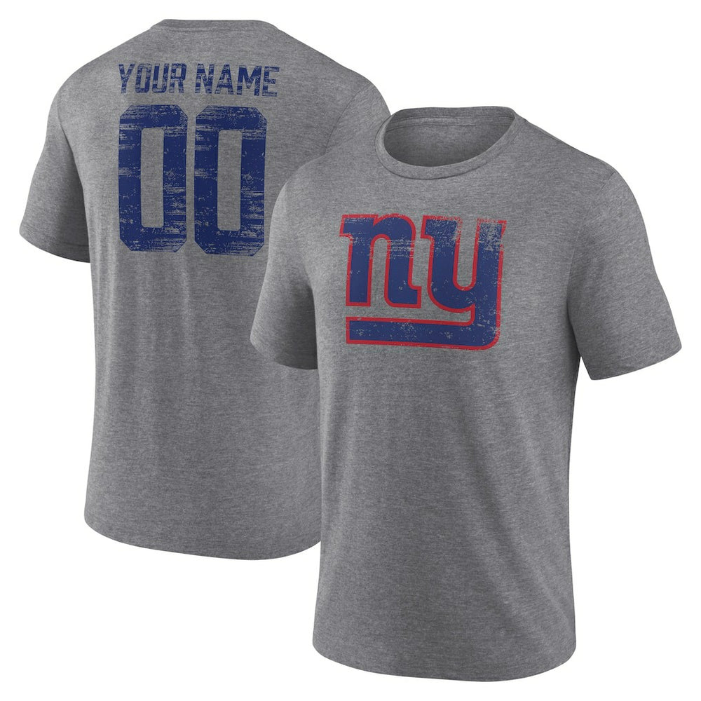 New York Giants Heritage Custom Name & Number Tri-Blend T-Shirt - Gray on sale