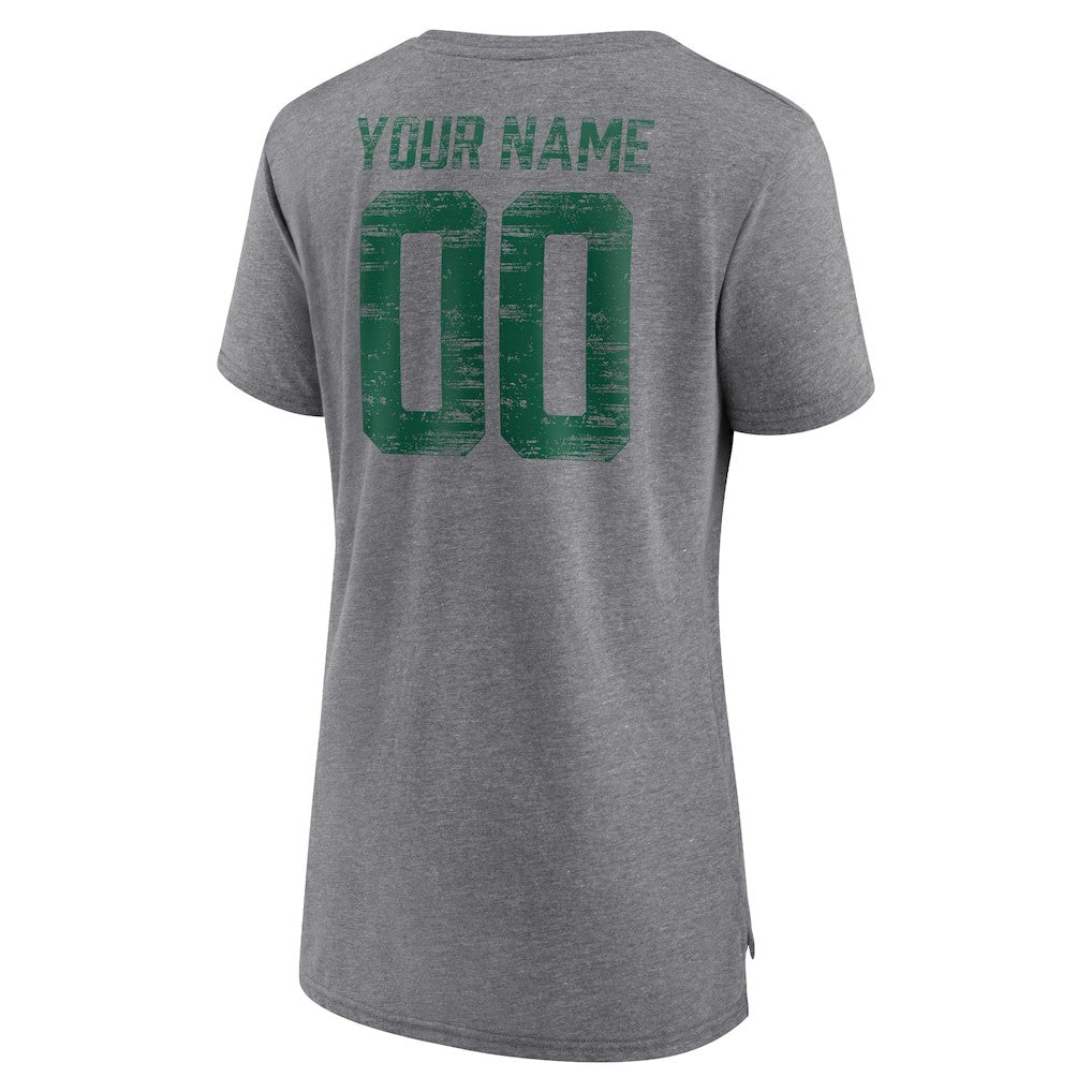 New York Jets Women's Heritage Custom Name & Number Tri-Blend T-Shirt - Gray outlet