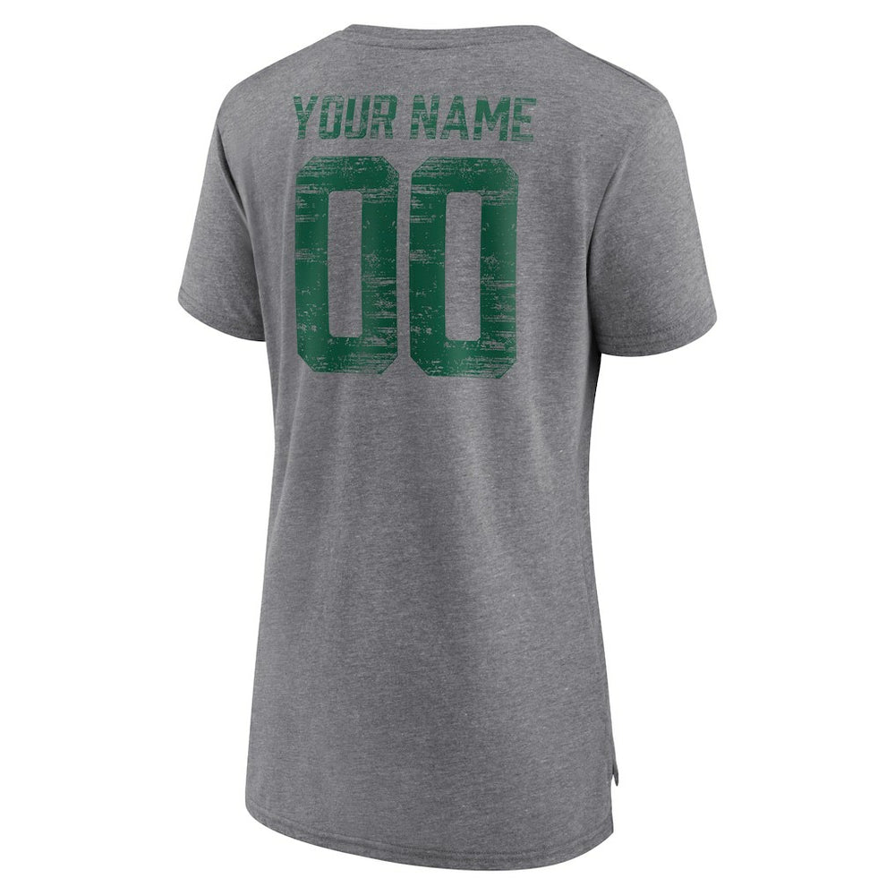 New York Jets Women's Heritage Custom Name & Number Tri-Blend T-Shirt - Gray outlet