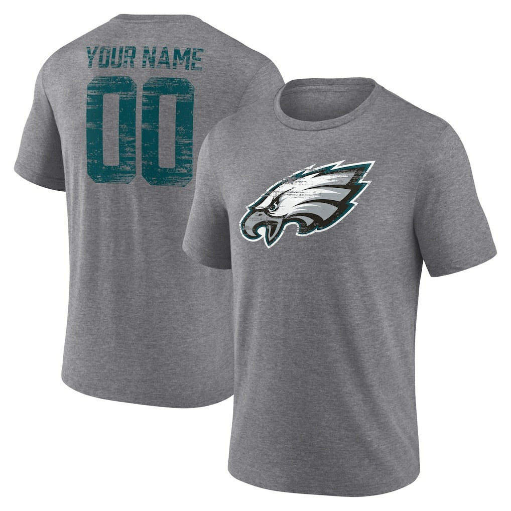 Philadelphia Eagles Heritage Custom Name & Number Tri-Blend T-Shirt - Gray cheap