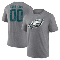 Philadelphia Eagles Heritage Custom Name & Number Tri-Blend T-Shirt - Gray cheap
