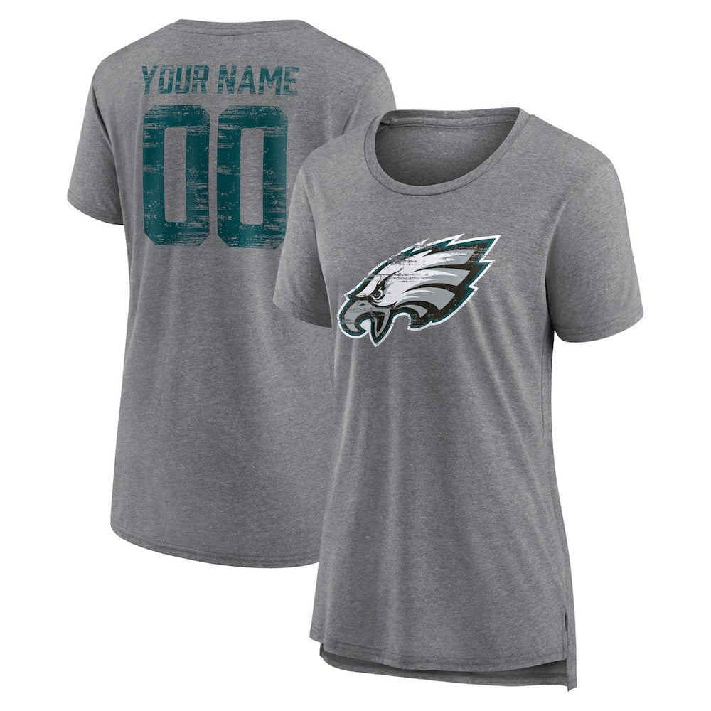 Philadelphia Eagles Women's Heritage Custom Name & Number Tri-Blend T-Shirt - Gray online