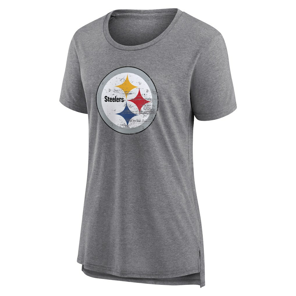 Pittsburgh Steelers Women's Heritage Custom Name & Number Tri-Blend T-Shirt - Gray online